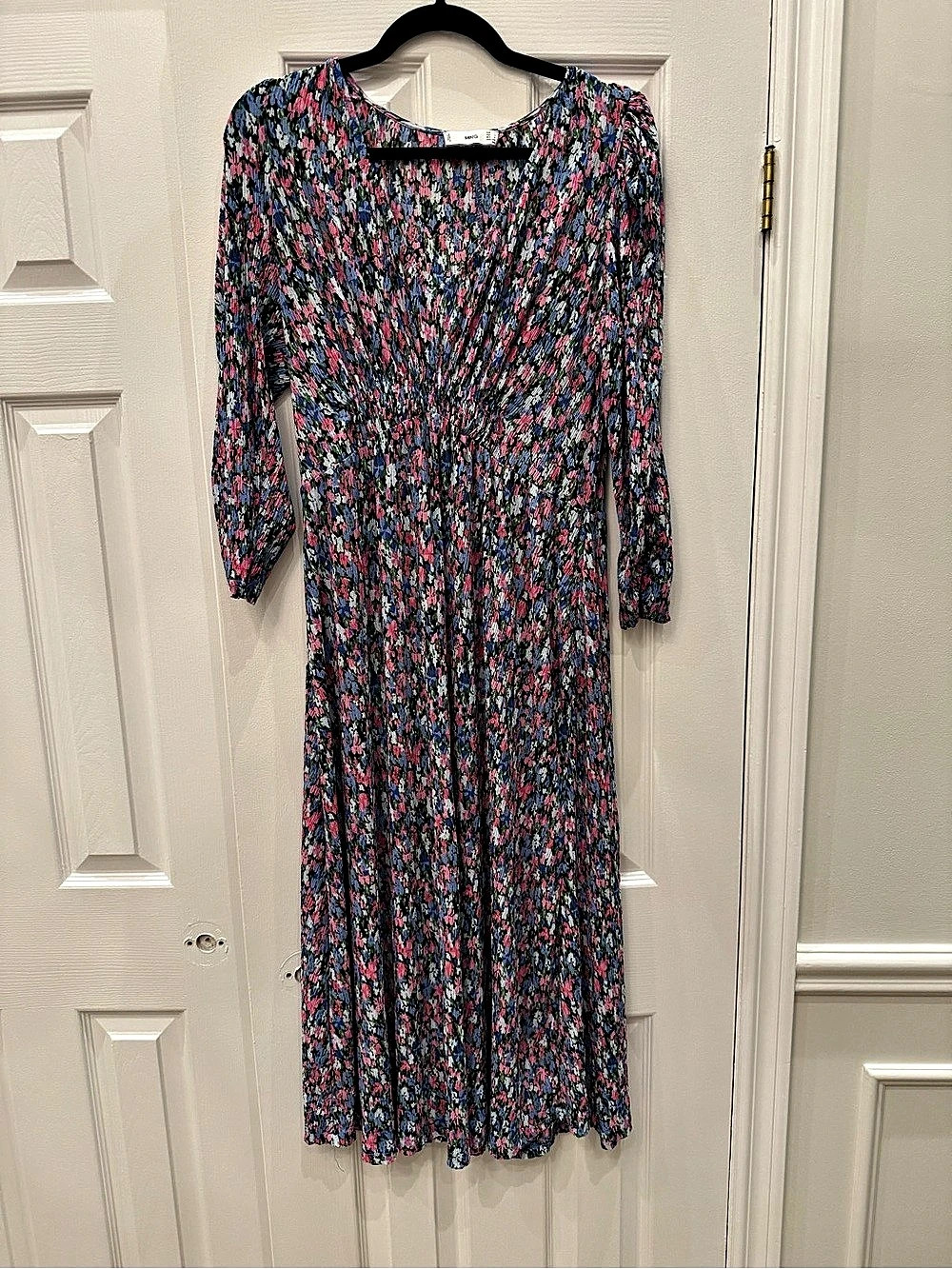 Mango Floral Maxi Dress in Black & Pink Size Medium